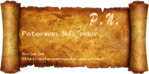 Peterman Nándor névjegykártya